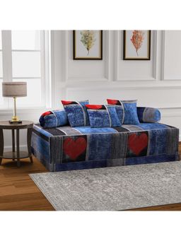 ARRABI - Multi-Color Geometric TC Cotton Blend Diwan Set of 6 (Double)