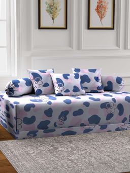 ARRABI - Pink Floral TC Cotton Blend Diwan Set of 6 (Double)