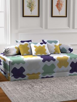 ARRABI - Multi-Color Abstract TC Cotton Blend Diwan Set of 6 (Double)