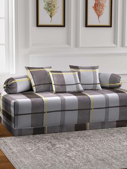 ARRABI - Multi-Color Geometric TC Cotton Blend Diwan Set of 6 (Double)