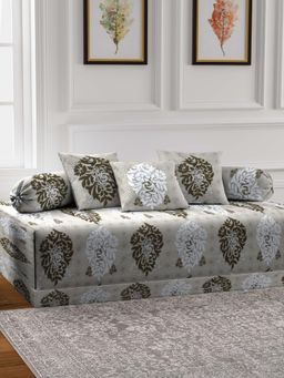 ARRABI - Brown Indian TC Cotton Blend Diwan Set of 6 (Double)