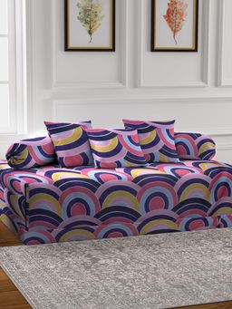 ARRABI - Multi-Color Geometric TC Cotton Blend Diwan Set of 6 (Double)