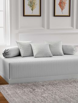 ARRABI - Grey Stripes TC Cotton Blend Diwan Set of 6 (Double)