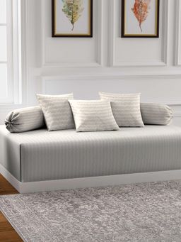 ARRABI - Brown Stripes TC Cotton Blend Diwan Set of 6 (Double)