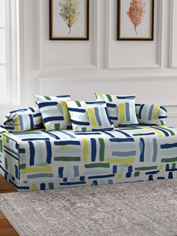 ARRABI - Multi-Color Abstract TC Cotton Blend Diwan Set of 6 (Double)