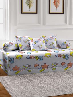 ARRABI - Beige Cartoon TC Cotton Blend Diwan Set of 6 (Double)