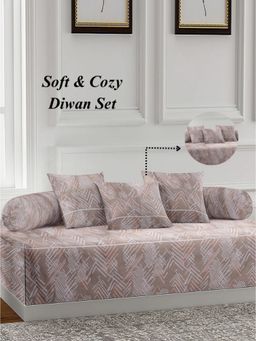 ARRABI - Multi-Color Stripes TC Cotton Blend Diwan Set of 6 (Double)