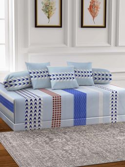 ARRABI - Grey Geometric TC Cotton Blend Diwan Set of 6 (Double)