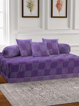 ARRABI - Purple Stripes Cotton Diwan Set of 6 (Double)