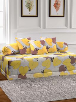 ARRABI - Multi-Color Geometric TC Cotton Blend Diwan Set of 6 (Double)