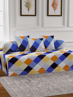 ARRABI - Multi-Color Geometric TC Cotton Blend Diwan Set of 6 (Double)