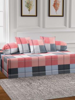 ARRABI - Multi-Color Geometric TC Cotton Blend Diwan Set of 6 (Double)