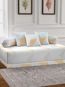 ARRABI - Multi-Color Geometric TC Cotton Blend Diwan Set of 6 (Double)