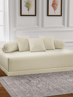 ARRABI - Cream Stripes TC Cotton Blend Diwan Set of 6 (Double)