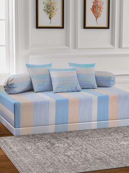 ARRABI - Multi-Color Stripes TC Cotton Blend Diwan Set of 6 (Double)