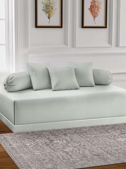 ARRABI - Green Solid TC Cotton Blend Diwan Set of 6 (Double)