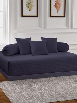 ARRABI - Blue Stripes TC Cotton Blend Diwan Set of 6 (Double)