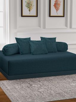 ARRABI - Green Stripes TC Cotton Blend Diwan Set of 6 (Double)