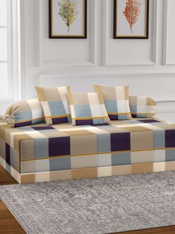 ARRABI - Multi-Color Geometric TC Cotton Blend Diwan Set of 6 (Double)