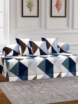 ARRABI - Multi-Color Geometric TC Cotton Blend Diwan Set of 6 (Double)