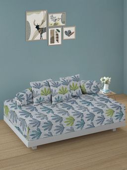 ARRABI - Cream Floral TC Cotton Blend Diwan Set of 6 (Double)