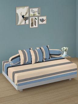 ARRABI - Cream Stripes TC Cotton Blend Diwan Set of 6 (Double)