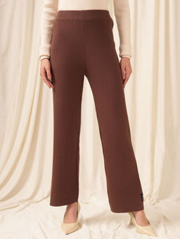 Xpose - Women Walnut Wide Leg Knitted Trouser