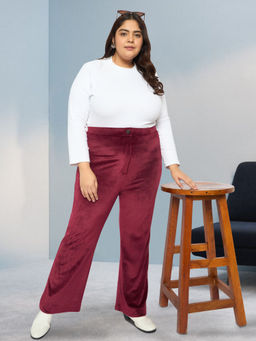Martini - Wild U Women Maroon Plus Size Velvet Corduroy Trouser