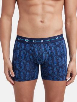 Jockey - NY03 Men Super Combed Cotton Elastane Stretch Printed Boxer Brief - Navy