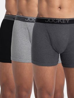 Jockey - 8009 Men Cotton Solid Boxer Brief - Black/Charcoal Mel/Grey Mel (Pack of 3)