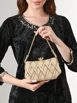 Lavie Signature - Gold Womens Scarnton Handle Frame Clutch (M)