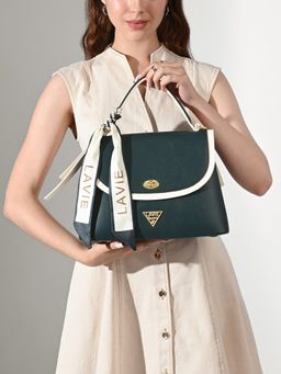 Lavie Signature - Green Womens Plano 2C Flap Satchel Bag (M)