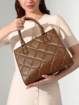 Lavie Signature - Tan Womens Stud Juno Satchel Bag (M)