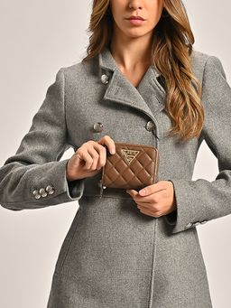 Lavie Signature - Womens Tan Quilt Derby Flap Zip Around Wallet (S)