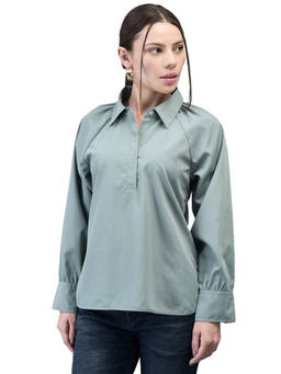 WOODLAND - Green Solid Shirt