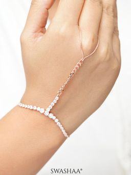 SWASHAA - Ashna Rose Gold Plated Hand Harness - White