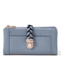 Accessorize London - Womens Blue Plait Push Lock Wallet