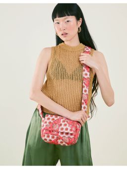 Accessorize London - Womens Pink Ros Printed Patchwork Cross Body