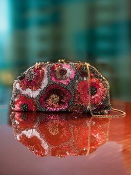Accessorize London - Womens Multi Dany Sequin Beaded Floral Clutch Bag