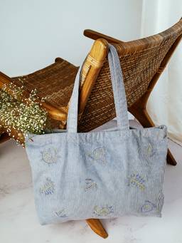 Accessorize London - Womens Blue Star Paisley Cord Shopper Handbag