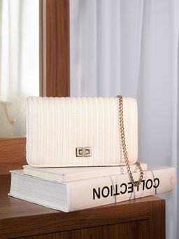 Accessorize London - Womens Cream Sonny Quilted Chain Shoulder Bag