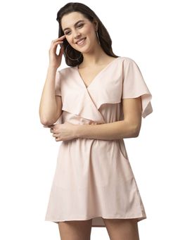 Style Quotient - Women Nude-Coloured Solid Fit And Flare Dress