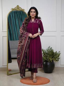 Gahan - Womens Rayon Viscose Anarkali Printed Kurta and Pant with Dupatta
