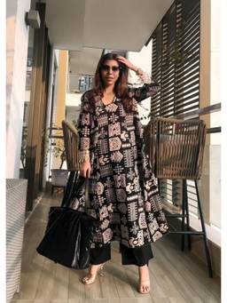 Gahan - Womens Viscose Straight Printed Anarkali Kurta With Palazzo