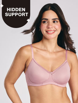 Nykd by Nykaa - Hidden Support Non Padded Non Wired Bra In Luxe Jacquard Fabric-NYB390-Rose