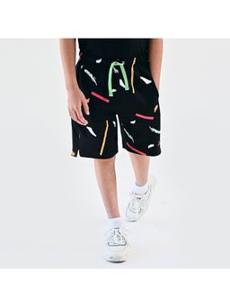 UMILDO - Boy's Abstract Black Aop Shorts