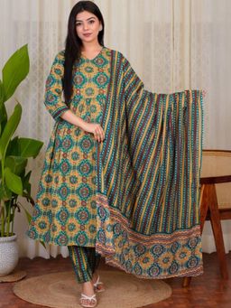 Gahan - Womens Plus Size Rayon Blend Anarkali Kurta with Pant & Dupatta