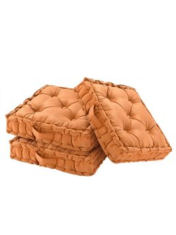 Kuber Industries - Heavy Velvet 18 Inch Chair Pad Cushion For Dining, Office & Home (Pack Of 3) Orange