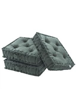 Kuber Industries - Heavy Velvet 18 Inch Chair Pad Cushion For Dining, Office & Home (Pack Of 3) Grey