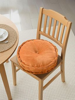Kuber Industries - 16 Inch Heavy Velvet Chair Pad For Dining, Office & Home Orange